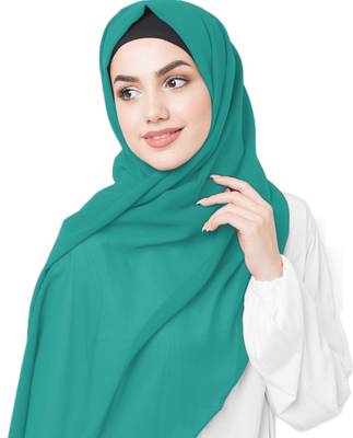 Green plain georgette hijab 3