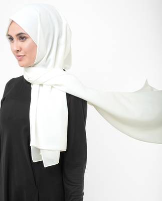 White plain georgette hijab 3