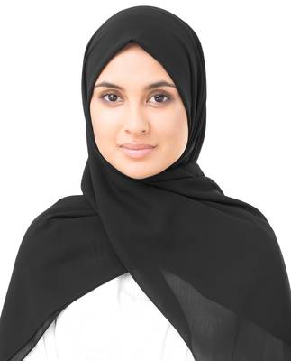 Black plain georgette hijab 1