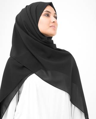 Black plain georgette hijab 2
