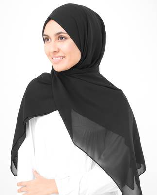 Black plain georgette hijab 3