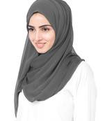 Grey plain chiffon hijab