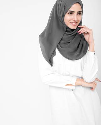 Grey plain chiffon hijab 3