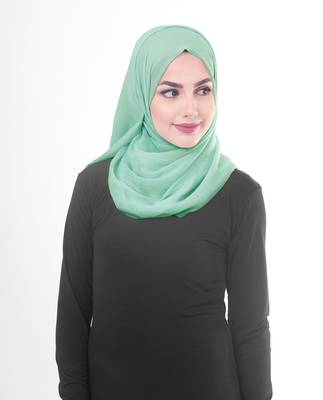 Green plain chiffon hijab 1