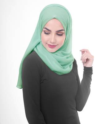 Green plain chiffon hijab 2