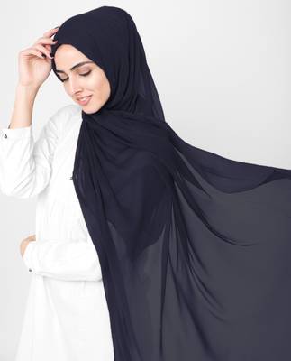 Blue plain chiffon hijab 2