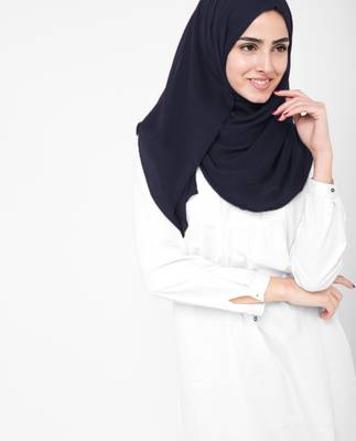 Blue plain chiffon hijab 3