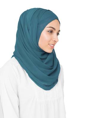Blue plain chiffon hijab 1