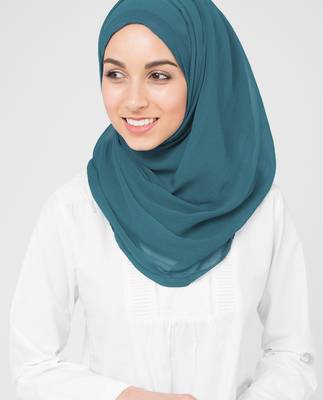 Blue plain chiffon hijab 2
