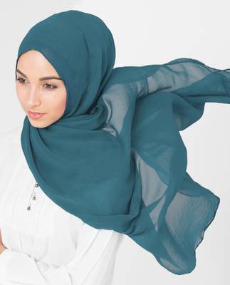 Blue plain chiffon hijab 3