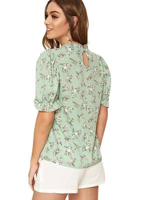 Green printed polyester crop-tops 2