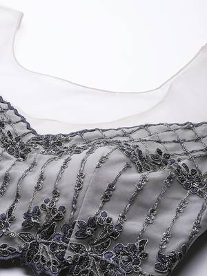 Exotic Grey Soft Net Zari Embroidered Wedding Bridal Lehenga Choli with Dupatta 3