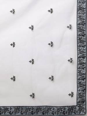Exotic Grey Soft Net Zari Embroidered Wedding Bridal Lehenga Choli with Dupatta 5