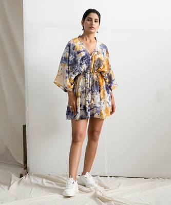 Blue Crepe Pearl Kaftan 1