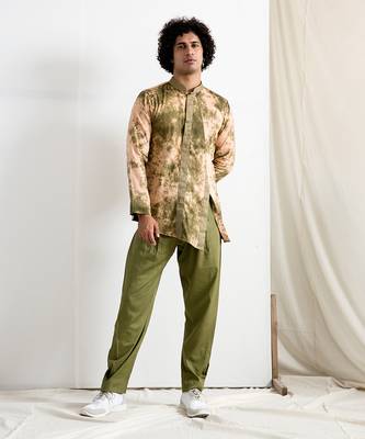 Beige And Green Galen Kurta Set 1