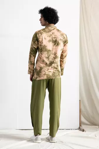 Beige And Green Galen Kurta Set