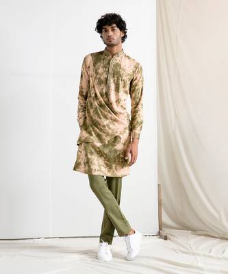 Beige And Green Milos Kurta Set 1