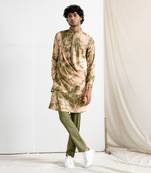 Beige And Green Milos Kurta Set