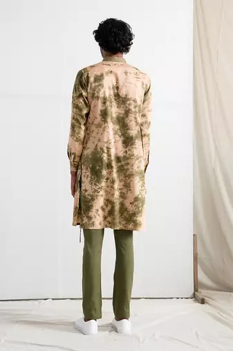 Beige And Green Milos Kurta Set
