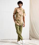 Beige And Green Vridescent Kurta Set