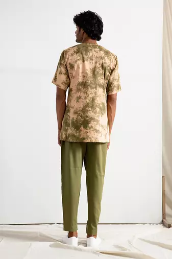Beige And Green Vridescent Kurta Set