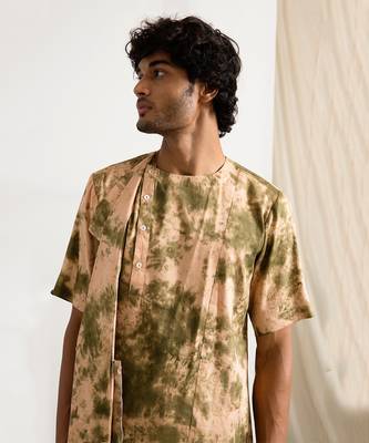 Beige And Green Vridescent Kurta Set 4
