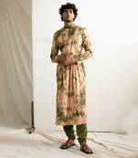 Beige And Green Kama Manarkali Set