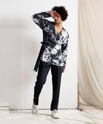 Black And Grey Colm Kurta Set 3
