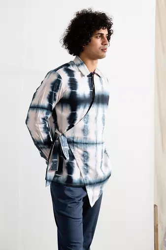 Blue And Grey Hermin Kurta Set