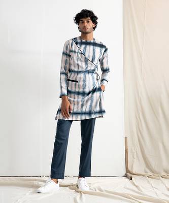 Grey And Blue Placid Kurta Set 1