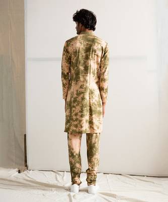 Beige And Green Kale Kurta Set 2