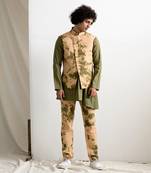 Beige And Green Nova Jacket Set