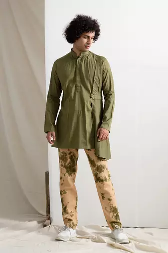 Beige And Green Nova Jacket Set