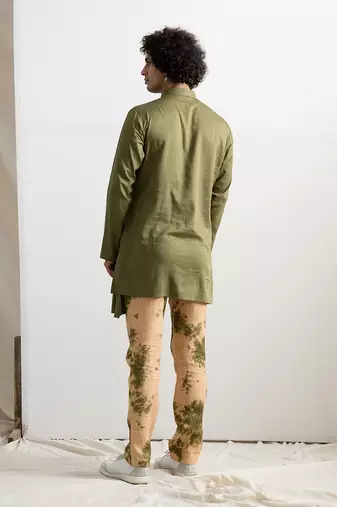 Beige And Green Nova Jacket Set