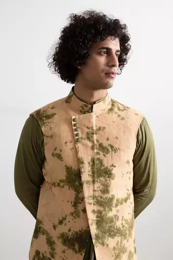 Beige And Green Nova Jacket Set