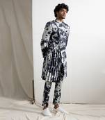 Black And Grey Tycen Achkan Set