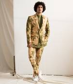 Green And Beige Elgin Jacket Set