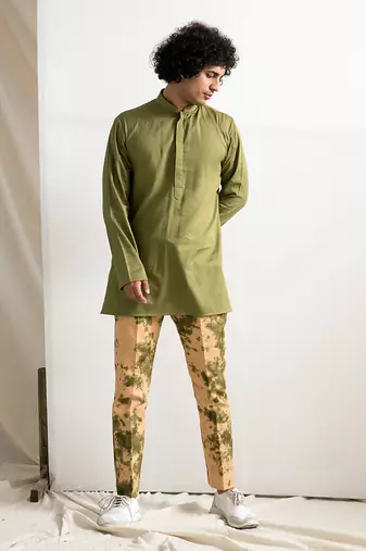 Green And Beige Elgin Jacket Set