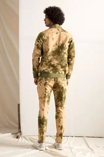 Beige And Green Holmes Jacket Set