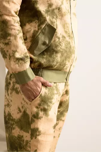 Beige And Green Holmes Jacket Set