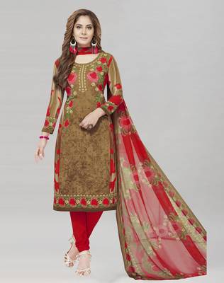 Brown printed crepe salwar 1