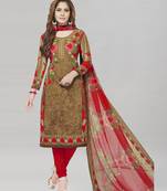 Brown printed crepe salwar