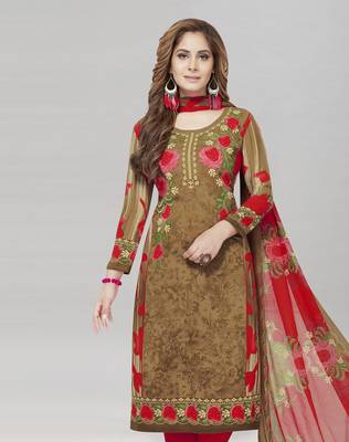 Brown printed crepe salwar 2