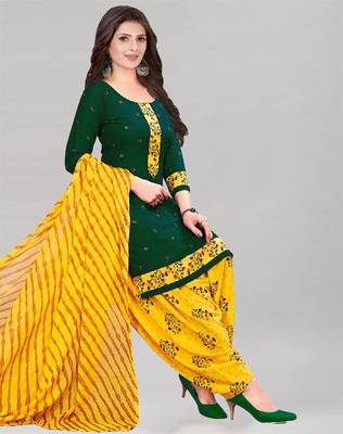 Dark-green printed crepe salwar 1