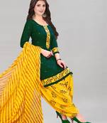 Dark-green printed crepe salwar