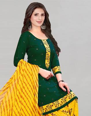 Dark-green printed crepe salwar 2