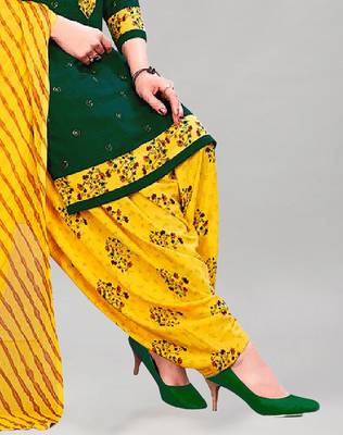 Dark-green printed crepe salwar 3