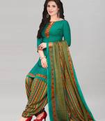 Dark-green printed crepe salwar