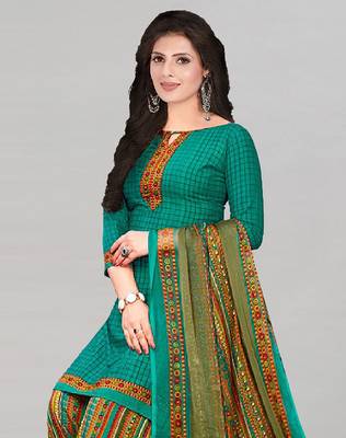 Dark-green printed crepe salwar 2