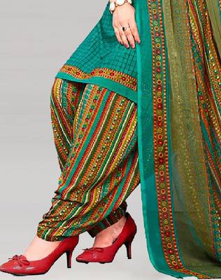 Dark-green printed crepe salwar 3